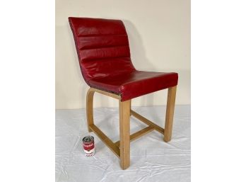 Vintage Gilbert Rohde Heywood-Wakefield Cherry Red Leather Wheat Side Chair