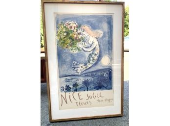 Vintage Marc Chagall Mourlot NICE SOLEIL FLEURS Poster