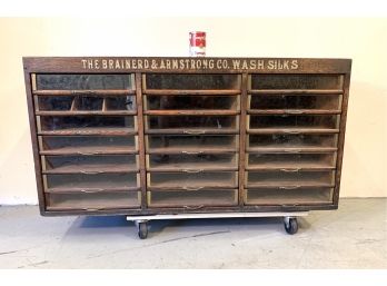 Antique 21 Drawer Brainerd Armstrong Co. Wash Silk Cabinet