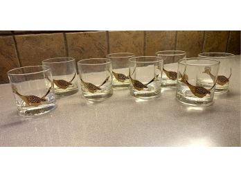 Set Of 6 Cuoroc Gold Tone Old Fashioned Glasses With Road Runners