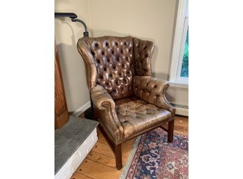 Smith & Watson Chippendale Brown Leather Wing Chair