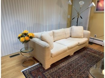 Beige Milo Baughman Style Modern Sofa