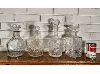 4 Antique Cut Glass Decanters