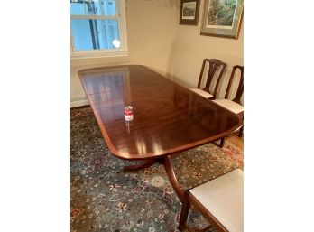 Vintage 1920s Mahogany Double Pedestal Dining Table & 2 Leaves