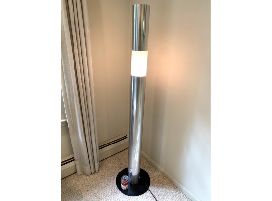 Modernist Polished Aluminum And Plastic Cylinder Floor Lamp