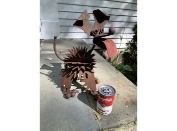 Rusty Outdoor Iron Dog Sculpture