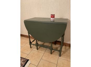 Vintage Cherry Gate Leg Table With Green Paint