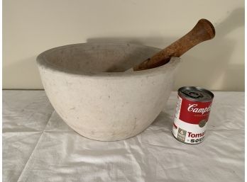 LARGE Antique Thomas Maddock & Sons Granite Mortar And Pestle Acid Proof
