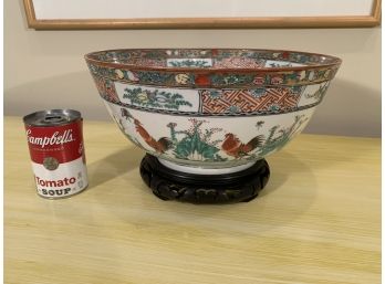 Vintage Chinese Export Painted Bowl On Stand