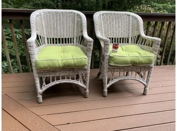 Pair Of Synthetic Wicker Arm Chairs