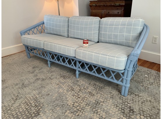1960s Rattan Sofa Professionally Painted And Upholstered (A)