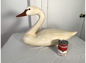 Elegant Hand Carved & Painted Swan Decoy Signed E 85