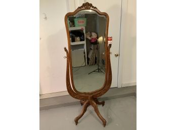 Turn Of The Century Carved Oak Dressing Mirror  (A)