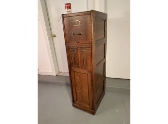 Turn Of The Century Tiger Oak Labeled Macy Filing Cabinet (A)