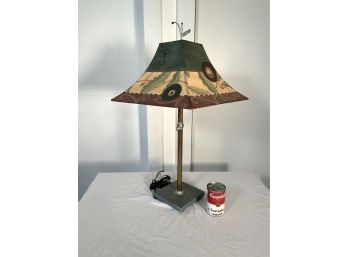 Custom Made Designer Southwest Style Table Lamp With Hand Painted Shade