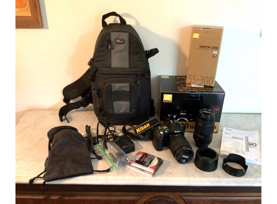 Nikon D90 Digital Camera With 2 Lenses &  Accessories Plus Padded Camera Back Pack