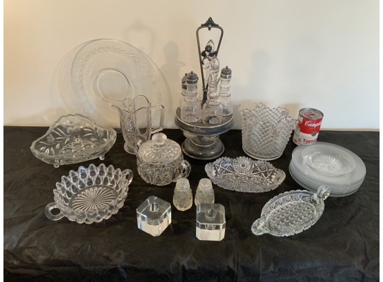 20 Piece Vintage / Antique Pressed Glass Lot, Heisey Glass Plates
