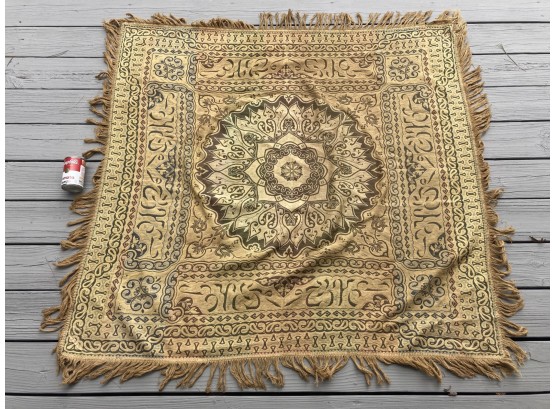 Antique Wool Kashmir Paisley Shawl Embroidered Throw