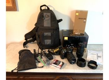 Nikon D90 Digital Camera With 2 Lenses &  Accessories Plus Padded Camera Back Pack