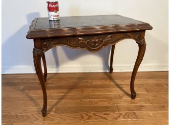 Vintage French Style Walnut Marble Top Side Table