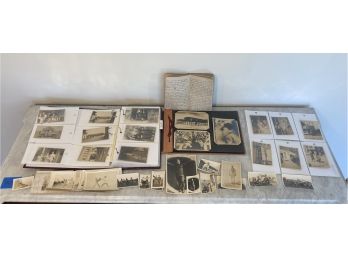 Lot Of WWI & WWII Original Photographs, Postcards   Diary
