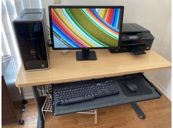 Dell Inspiron 3847 Computer With Brother Printer, Speakers And Desk