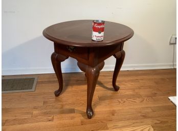 Solid Cherry Broyhill Queen Anne Style Side Table With Drawer