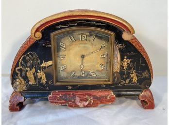 Antique Black, Starr & Frost Chinoiserie Hand Painted Wooden Clock
