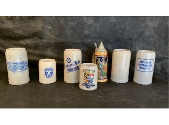 7 Vintage German Stoneware Beer Steins
