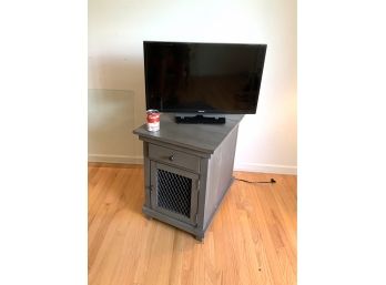 Contemporary Table/ Cabinet Wired For TV Or Radio In Gray Green Paint