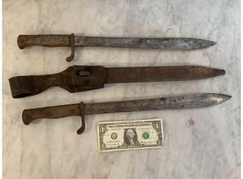 2 WWI German Infantry Bayonets And 1 Scabbard