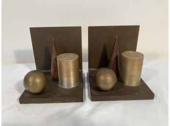 Mid-Century Modernist Brass And Copper Bookends