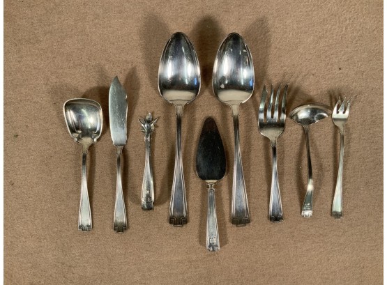 9 Etruscan Sterling Silver Serving Flatware  Pieces