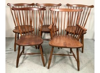 5 Stickley Cherry Fanback Cherry Wood Windsor Dining Chairs