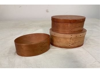 Set Of Shaker Oval Pantry Boxes, Orleans Carpenter’s Signed