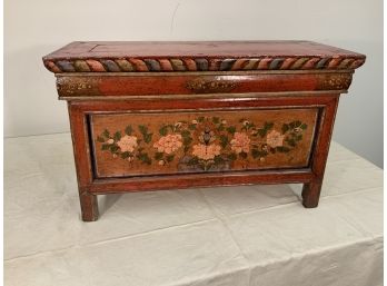 Antique Asian Paint Deco Cabinet With False Back