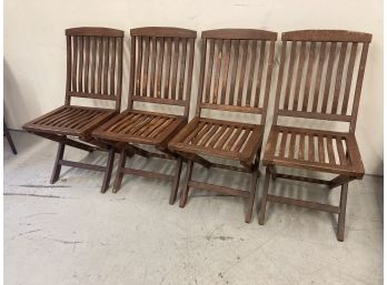 Set Of 4 Vintage Teak Folding Chairs