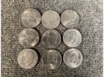 9 Eisenhower Silver Dollars