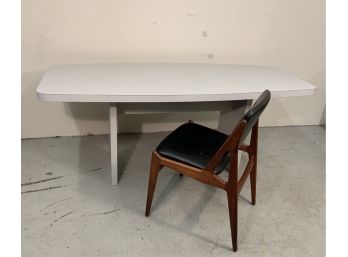 1970’s Laminate Surfboard  Shaped Desk / Table In Light Gray