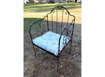 Vintage Wrought Iron High Back  Arm Chair Nice Large Size