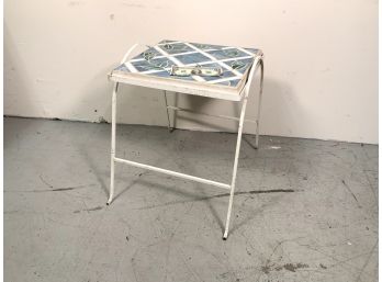 Vintage Wrought Iron Table With Glass And Concrete Removable Top