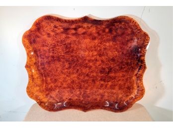 Mid Century Faux Tortoise Shell Chippendale Acrylic Serving Tray