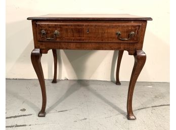Original Antique Burl Walnut Side Table With Drawer