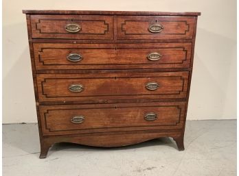 Antique 5 Drawer Continental Inlayed Federal Chest Of Drawers Circa 1780-1800