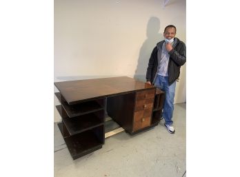 Mid Century Partners Desk With Exotic Woods