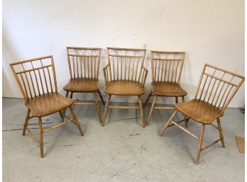 Set Of 5 Vintage Birdcage Windsor  Chairs Labeled Curtis Ashburton, Massachusetts