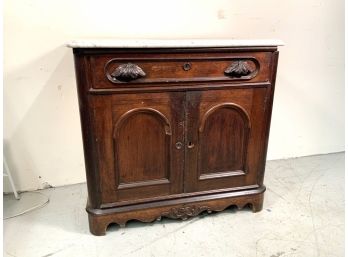 Antique Marble Top Wash Stand/ Plant Cabinet