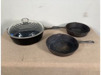 Lot Of 3 Cast Iron Skillets Wagner Ware