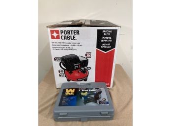Porter Cable 3.5 Gal, 135 PSI Pancake Compressor And WEN Brad Nailer