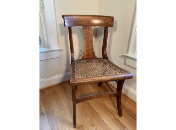 Antique Tiger Maple Saber Leg Chair